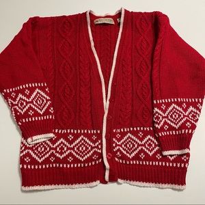 Vintage Red & White Cardigan